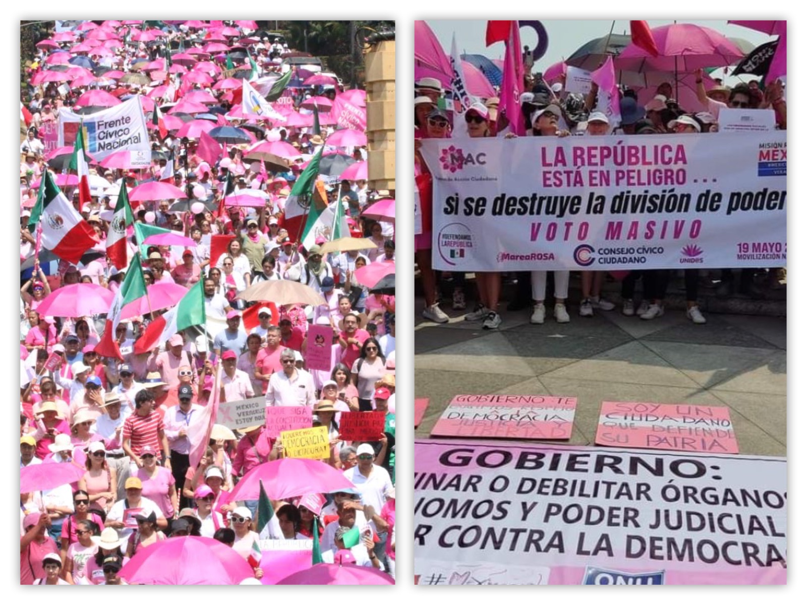 Marea Rosa en defensa de la democracia y la justicia inunda las calles de varias ciudades de Veracruz – La Clave Online