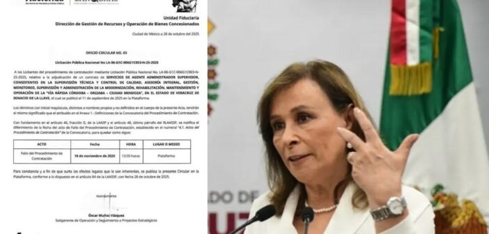 Desmiente gobierno federal a Nahle: proyecto de casetas en autopista Cd. Mendoza-Orizaba-Córdoba se mantiene y resultado de licitación se dará a conocer en noviembre