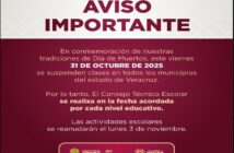 SEV suspende actividades académicas este 31 de octubre en todos los niveles educativas por Día de Muertos