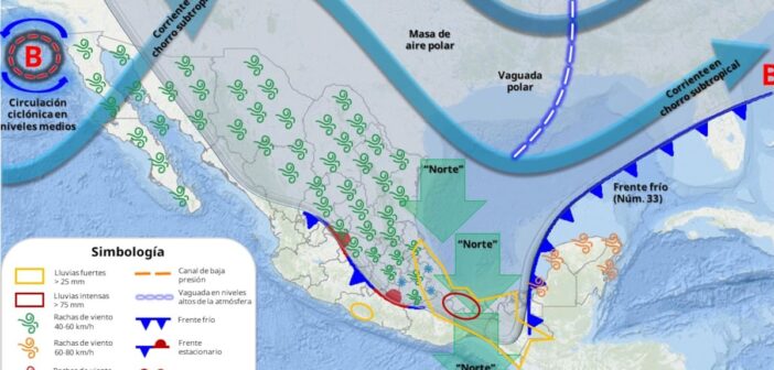 Frente Frío 33 en Veracruz traerá lluvias intensas y evento de “Norte” en zonas montañosas y sur del estado