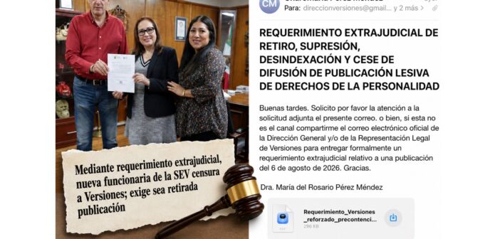 Los que no censuran: nueva funcionaria de la SEV intenta callar a medio y amenaza con acciones legales si no retira una publicación