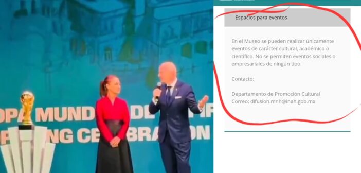 Castillo de Chapultepec fue rentado por más de 1 mdp para cena de gala de la FIFA, admite Sheinbaum y acepta que se puede arrendar para “quinceañeras y bodas”; “no se permiten eventos sociales o empresariales de ningún tipo”, establece reglamento del Museo que alberga Castillo de Chapultepec fue rentado por más de 1 mdp para cena de gala de la FIFA, admite Sheinbaum y acepta que se puede arrendar para “quinceañeras y bodas”; “no se permiten eventos sociales o empresariales de ningún tipo”, establece reglamento del Museo que alberga