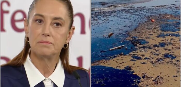 Sheinbaum pide a FGR intervenir por derrame de hidrocarburo en Veracruz: «Ya hay delito penal»