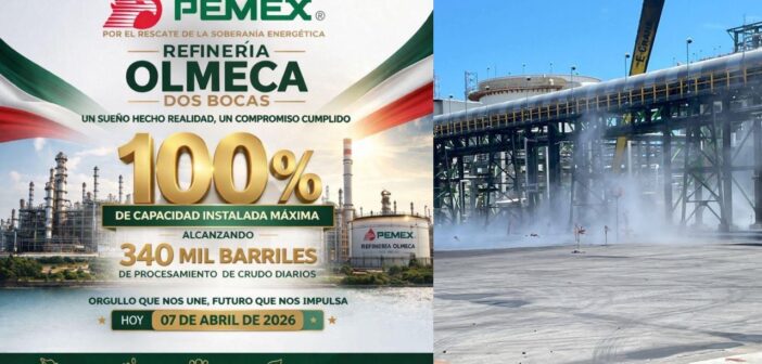 Un día después de aparente fuga de gas, Pemex anuncia plena capacidad en Dos Bocas y procesamiento de 340 mil barriles de crudo diarios; Nahle celebra y expertos desmienten: refinería no tiene certificados de operación en plantas combinada y coquizadora
