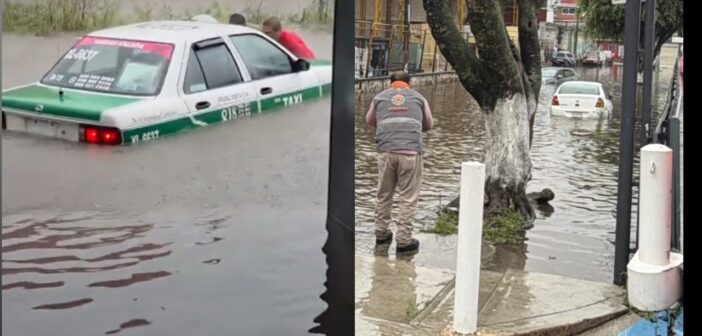 Lluvia vuelve a inundar Xalapa este viernes: vehículos quedan atrapados y agua entra a viviendas; seguirá lloviendo el fin de semana, advierte PC municipal