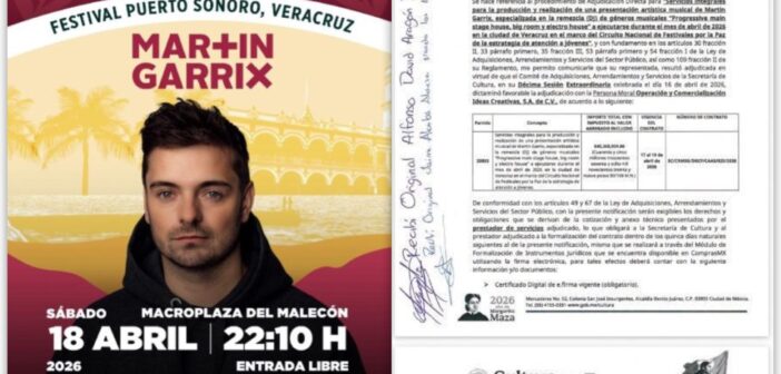 Gobierno federal pagó 45.4 millones de pesos por el concierto de Martin Garrix en Veracruz, mediante adjudicación directa formalizada en 48 horas Gobierno federal pagó 45.4 millones de pesos por el concierto de Martin Garrix en Veracruz, mediante adjudicación directa formalizada en 48 horas