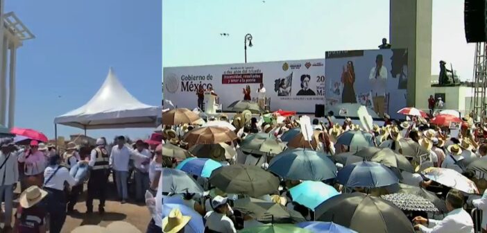 Convierte Nahle “celebración” por triunfo de Sheinbaum en mitin partidista; con todo y altas temperaturas, llevan cientos de acarreados y hay golpes de calor   