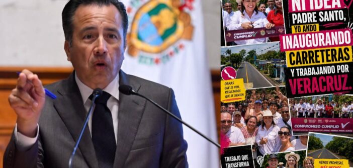 Hasta para eso es cobarde: Cuitláhuac García descalifica las críticas de su padre Atanasio García contra Rocío Nahle; gobernadora “les da el avión” y en un gráfico contesta que “ni idea, padre santo, yo ando inaugurando carreteras”