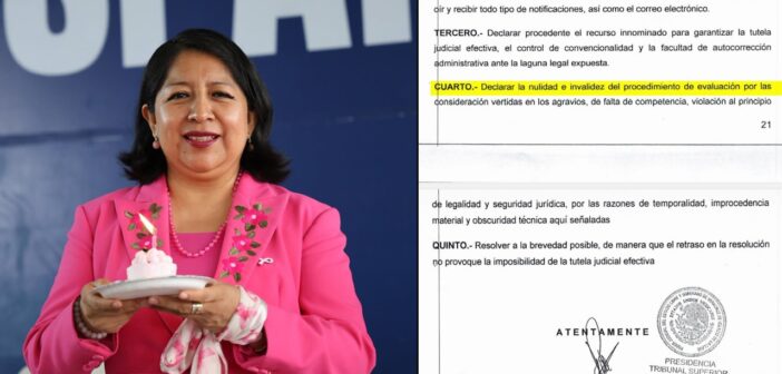 Presidenta del Tribunal Superior de Justicia de Veracruz impugna su evaluación de desempeño ante Tribunal de Disciplina Judicial y exige anular el procedimiento