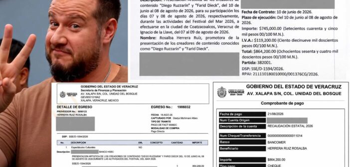 Gobierno de Nahle pagó 864 mil pesos por dos conferencias de 45 minutos de influencers Diego Ruzzarín y Farid Dieck; se gastó más de 20 mdp en artistas y conferencistas en el Festival del Mar